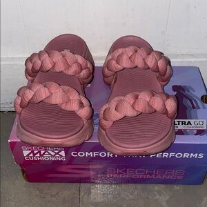 Skechers Pink Braided Slide Sandals